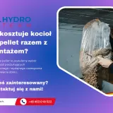 Kocioł na pellet to ekologiczne rozwiązanie. Na zdjęciu widać worek z pelletem, gotowy do zasypania do pieca.
